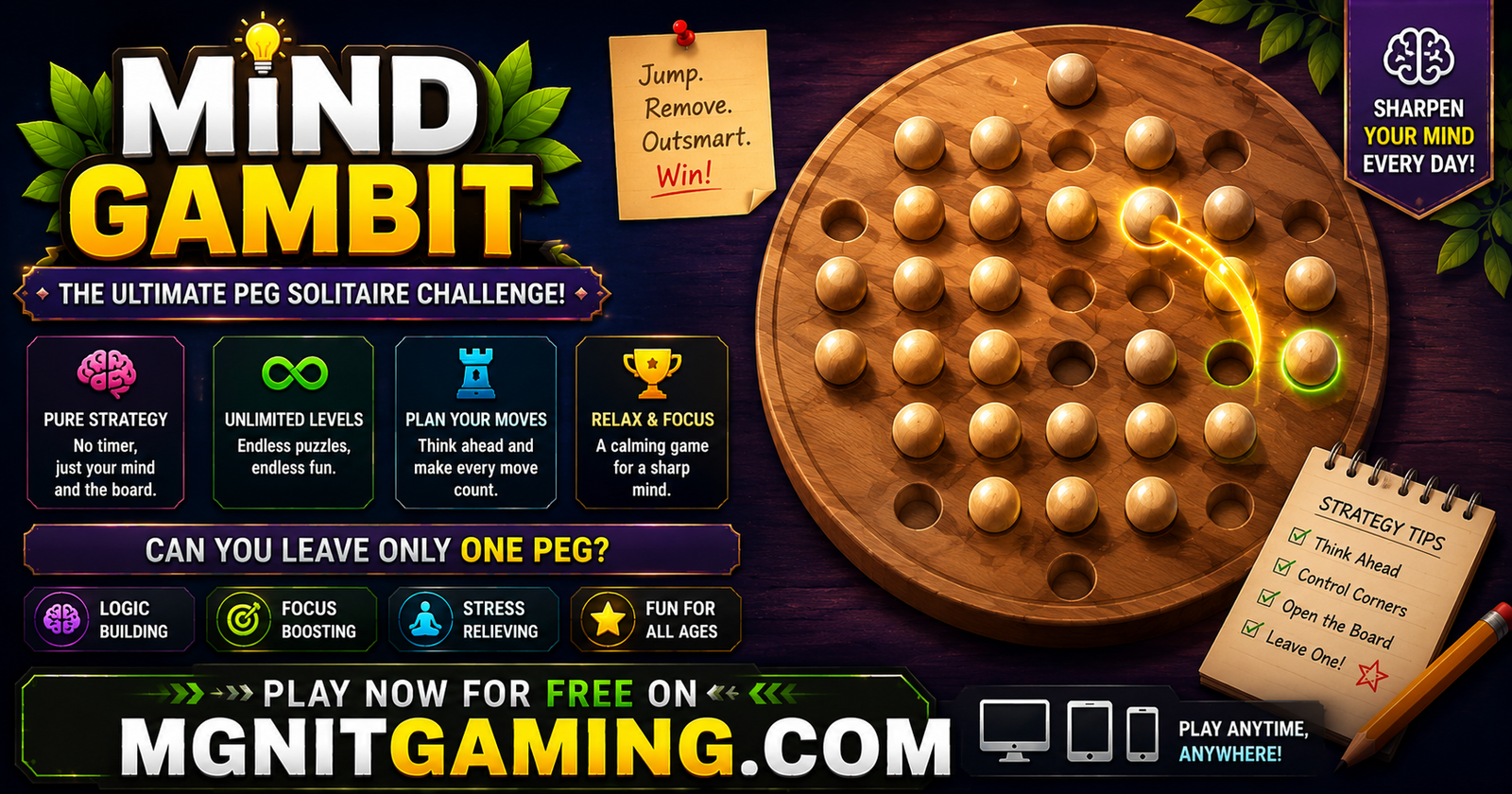 Play Mind Gambit Online Free | Unlimited Levels and Endless Brain Training | MGNiT Gaming